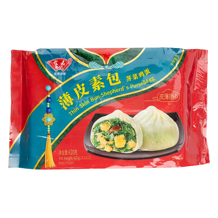 霍嘉 薄皮素包 荠菜鸡蛋馅 小笼包 12个 420 克