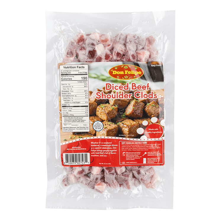 Don Felipe Diced Beef Shoulder Clods 2 lb