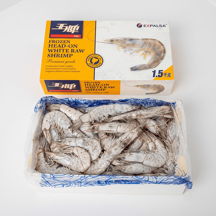 Brine Frozen Large IQF White Head On Shrimp Frozen 4 ポンド