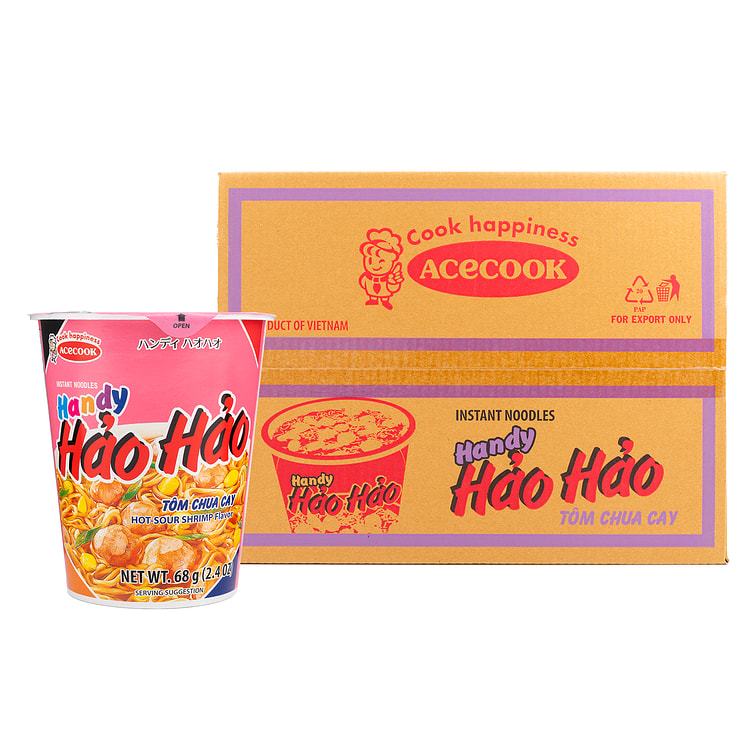 Acecook Handy Hao Hao Hot and Sour Shrimp Cup Noodle 1 箱