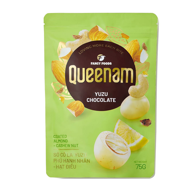 Queenam Yuzu Chocolate Coated Almond-Cashew Nut 75 g