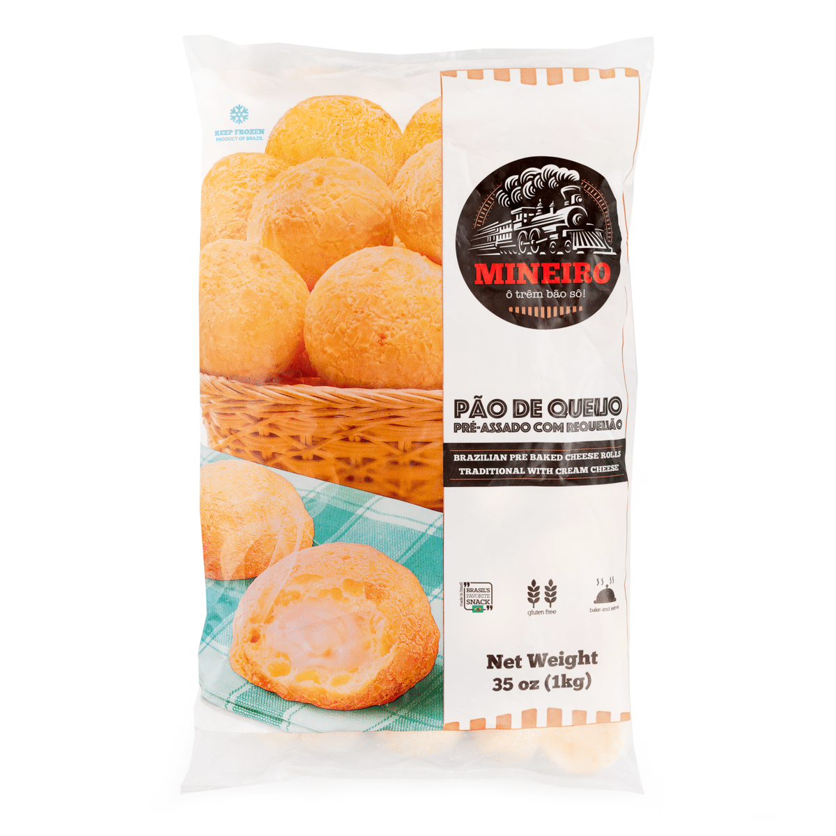 Mineiro Brazilian Prebaked Cheese Rolls with Cream Cheese, Frozen 35 oz