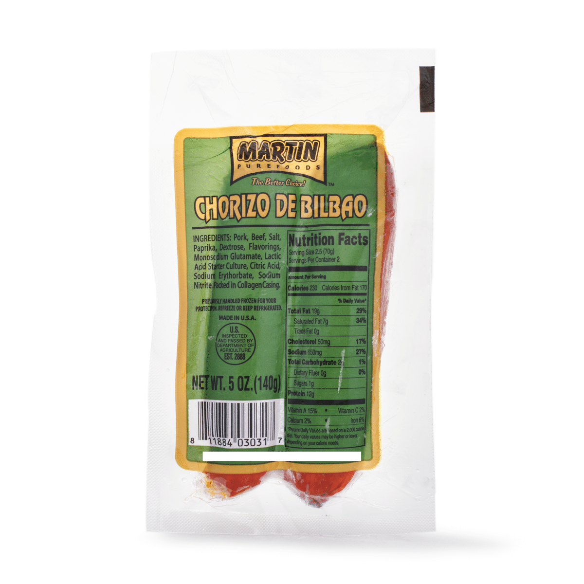 Martin Purefoods 西班牙香辣猪肉香肠 冷冻 5 盎司