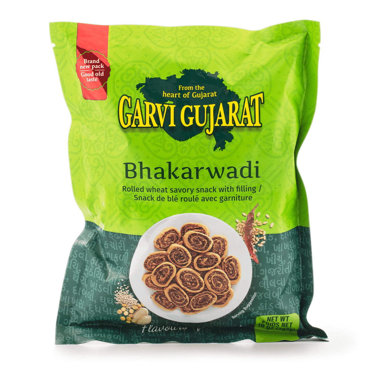 Garvi Gujarat Bhakarwadi (Rolled Wheat Savory Snack with Fillings) 285 g*20 pack