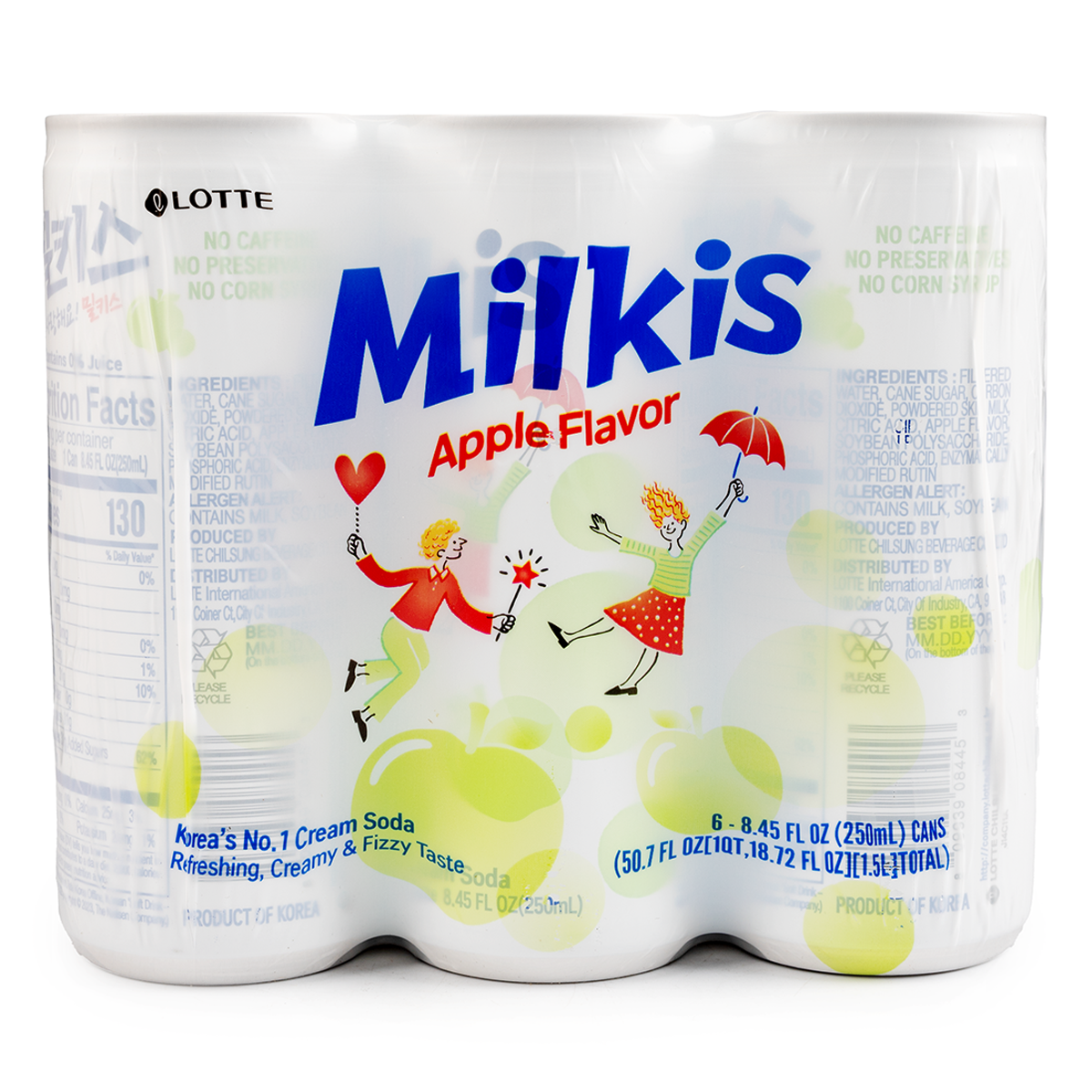 Get Lotte Milkis Apple Flavored Carbonated Drink 250 ml*6 cans
