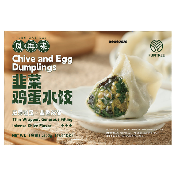 凤再来 韭菜鸡蛋水饺 500 克
