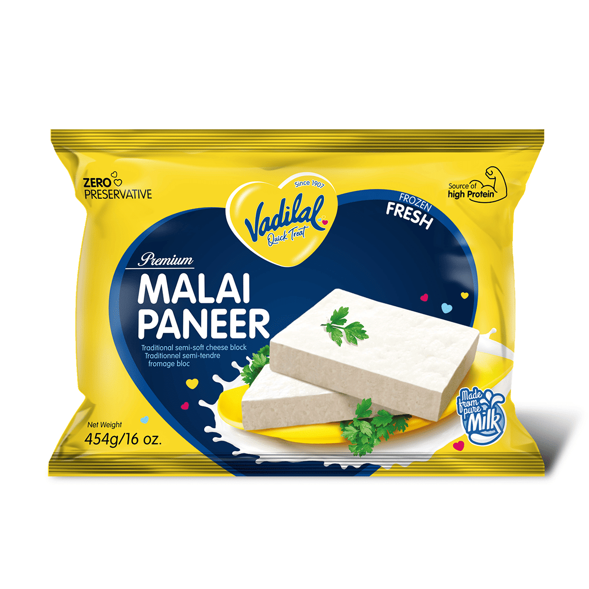 Vadilal Malai Paneer Block Frozen 454 g