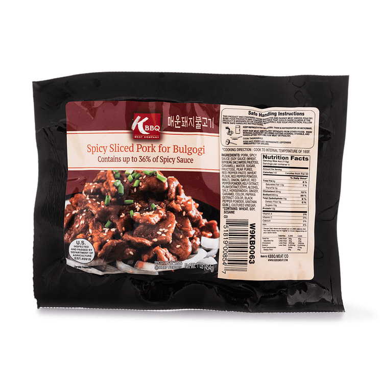 KBBQ Spicy Sliced Pork for Bulgogi, Frozen