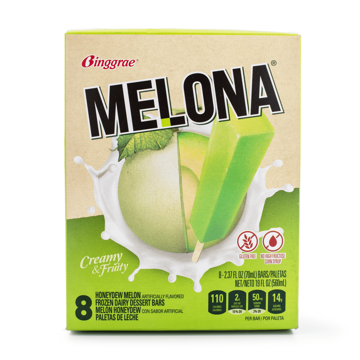 Picolé de Melão, Binggrae Melona, 8 unidades 560 ml