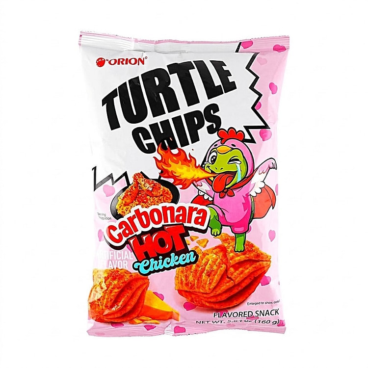 ORION TURTLE CHIPS (CARBONARA HOT CHICKEN FLAVOR) 5.64 oz