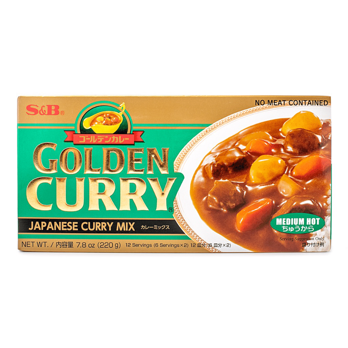 S&B Golden Curry Japanese Curry Mix, Medium Hot 7.8 oz