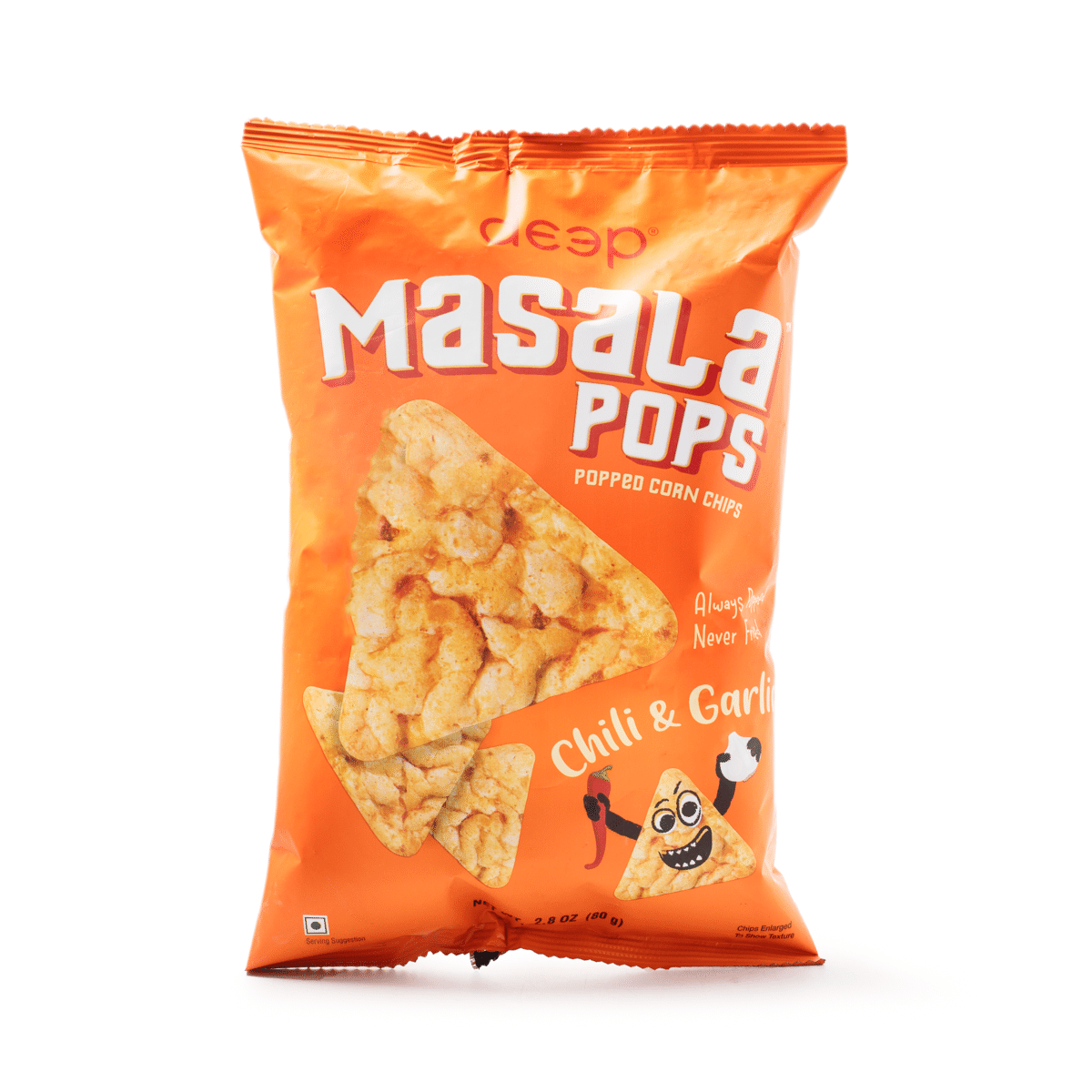 Deep Masala Pops, Chili & Garlic Flavor 2.8 oz