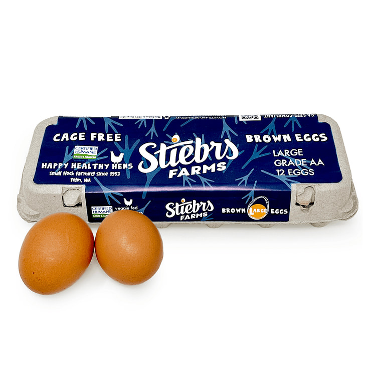 Stiebrs Farms  Cage Free AA Large Brown WA Local Farm 12 count