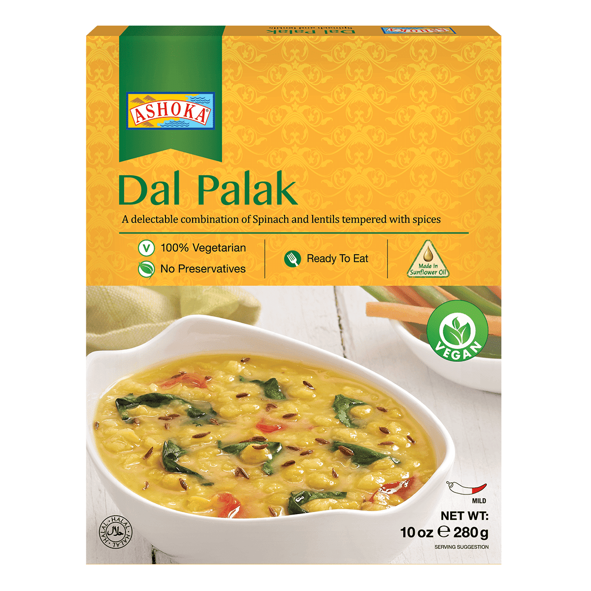 Ashoka RTE Dal Palak VEGAN 280gm 10 oz