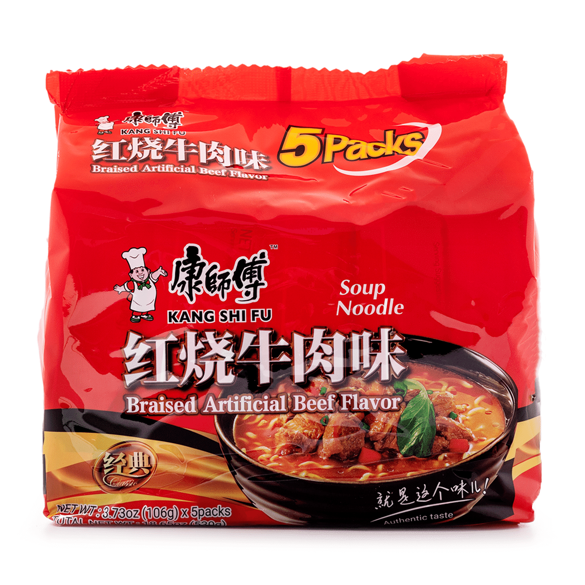 康師傅 紅燒牛肉味 五連包 18.65 盎司