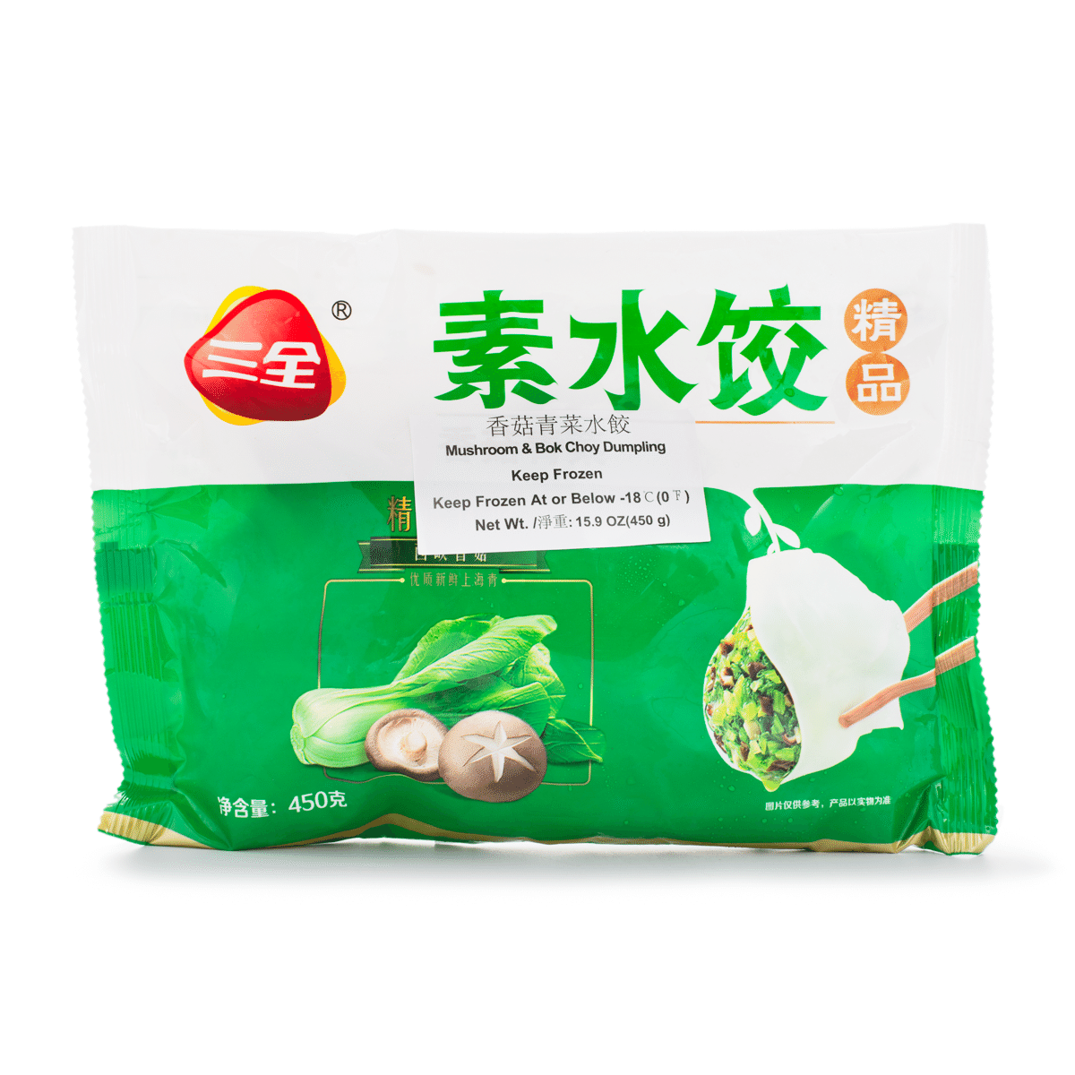 Sanquan Mushroom & Bok Choy Dumpling Frozen 450 그램