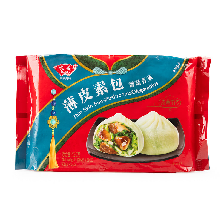 Huojia Thin-skinned Bun Mushrooms and Vegetables Frozen 12pc 420 g