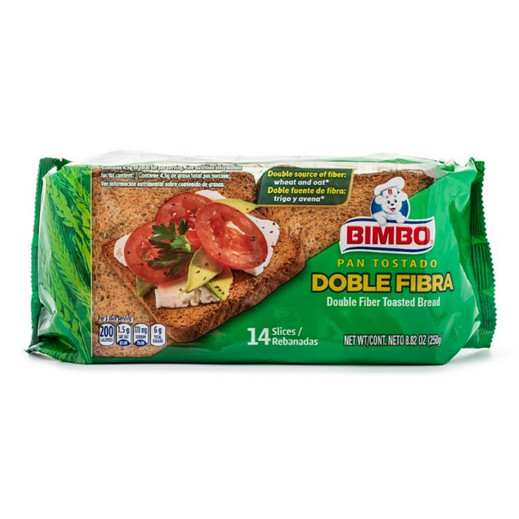 Bimbo Toasted Bread Double Fiber 14pcs 250 g