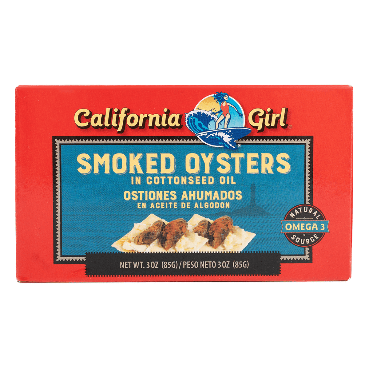 California Girl Smoked Oysters in Cottonseed Oil 3 oz