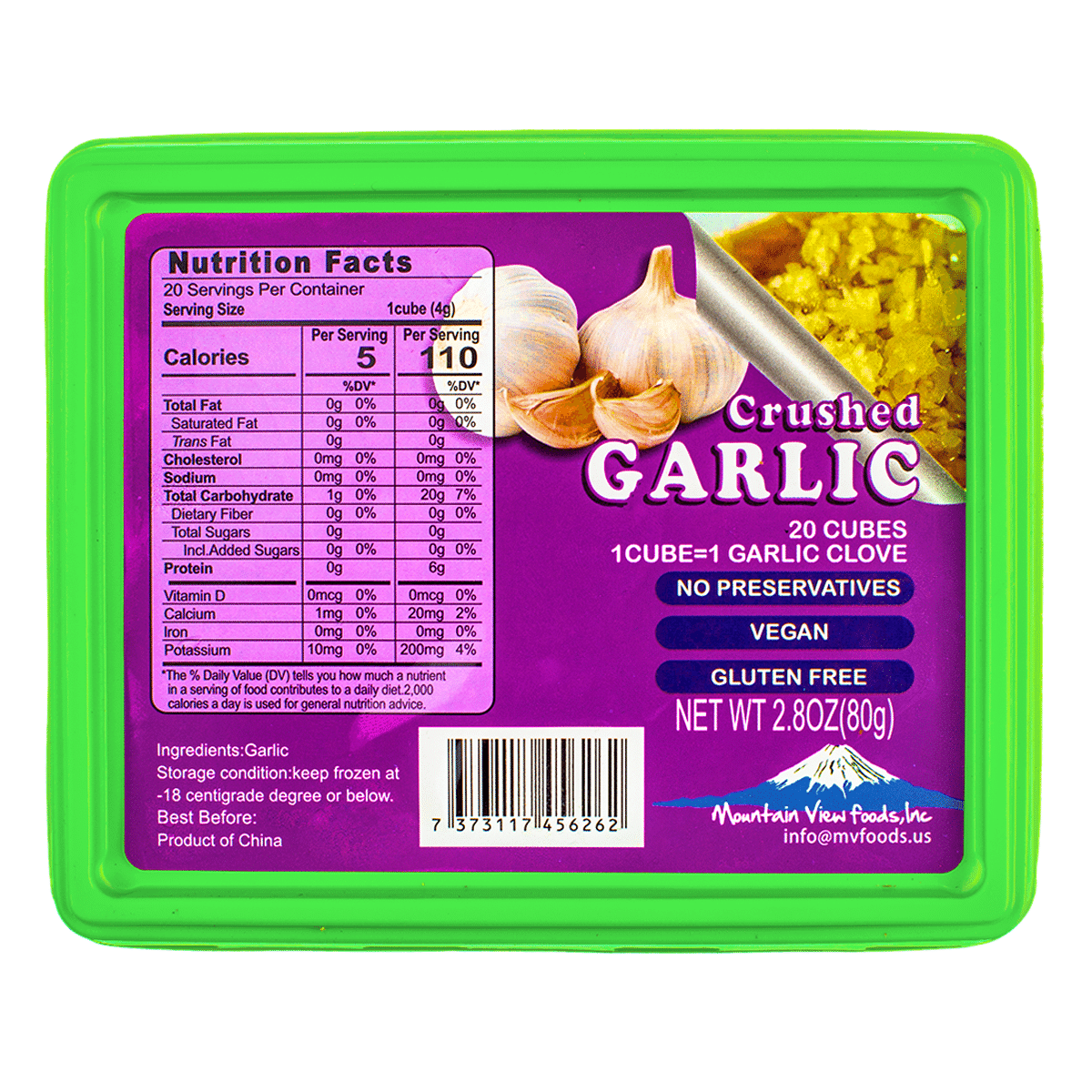 MV Crushed Garlic Cubes (20 cubes) 80 g