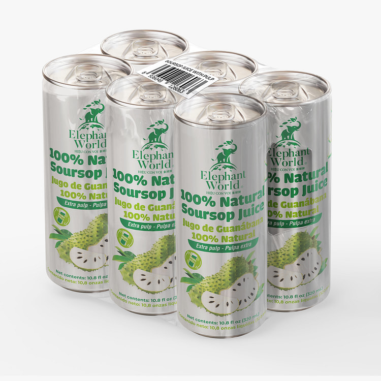 Elephant World 100% Natural Soursop Juice 10.8 fl.oz*6 cans