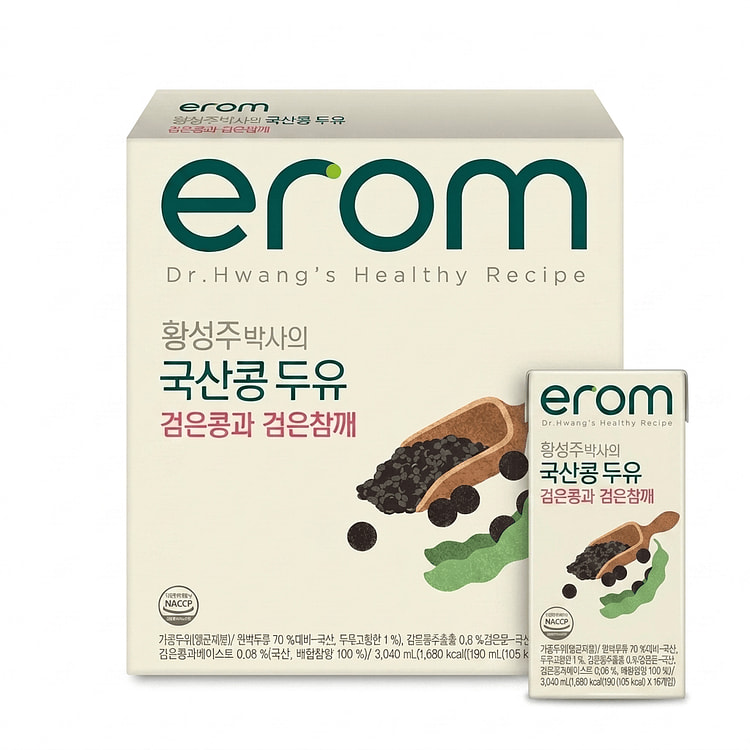 Erom Black Bean and Black Sesame Soymilk 190 ml*16 pack
