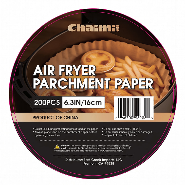 Chaimi Round Air Fryer Paper - 6.3 Inch (16cm), 200 Count 1 pack