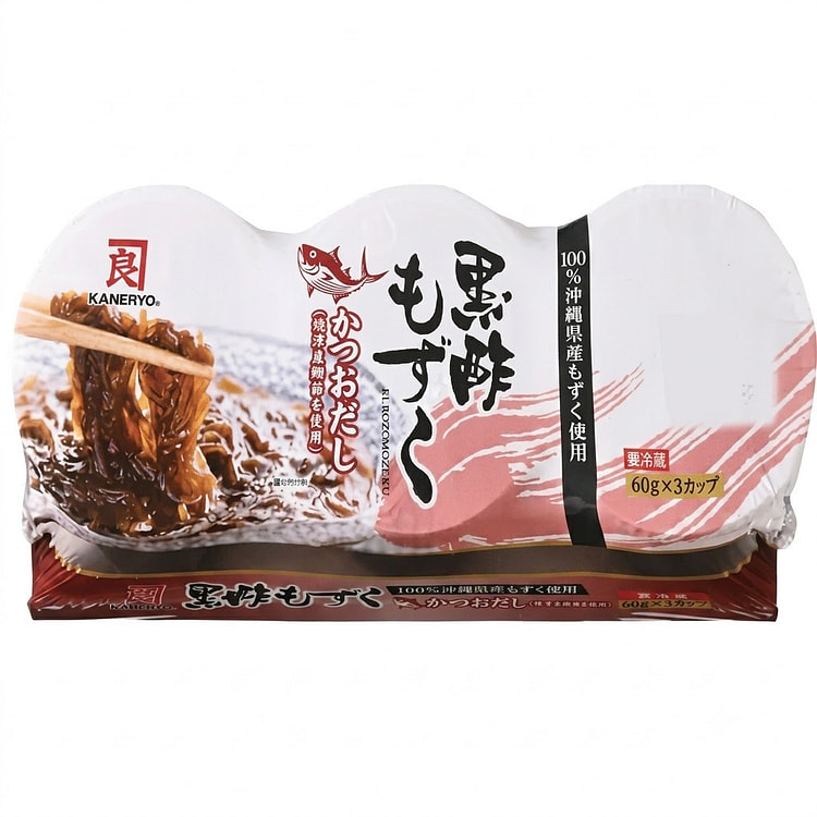 Kaneryo Seaweed Mozuku Seaweed with Black Vinegar 60g x 3 packs 180 g
