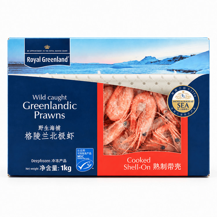 Royal Greenland 2026 季野生捕捞鲜甜北极甜虾（剥壳即食）冷冻 2.2 磅