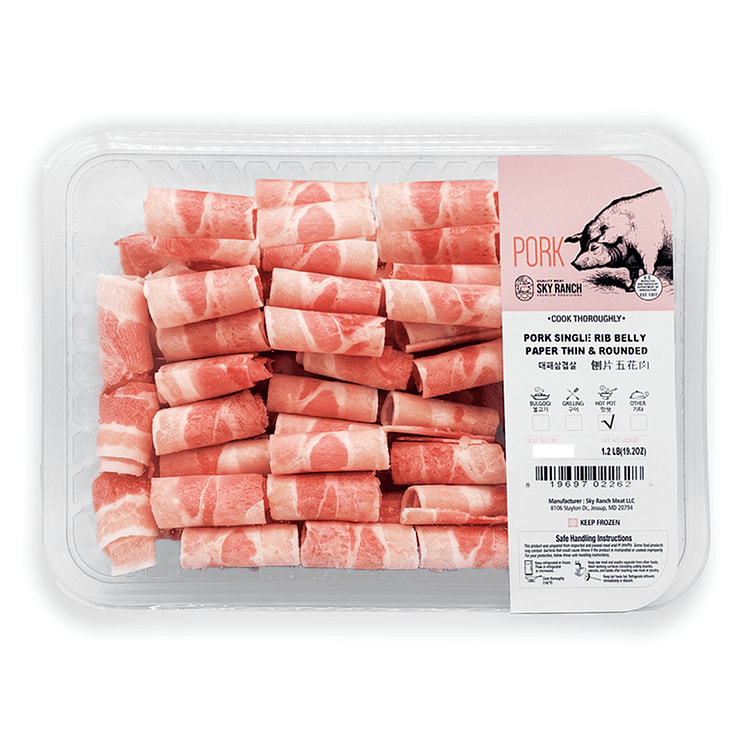 Sky Ranch 精品火锅猪五花肉卷, 冷冻 1.2 磅