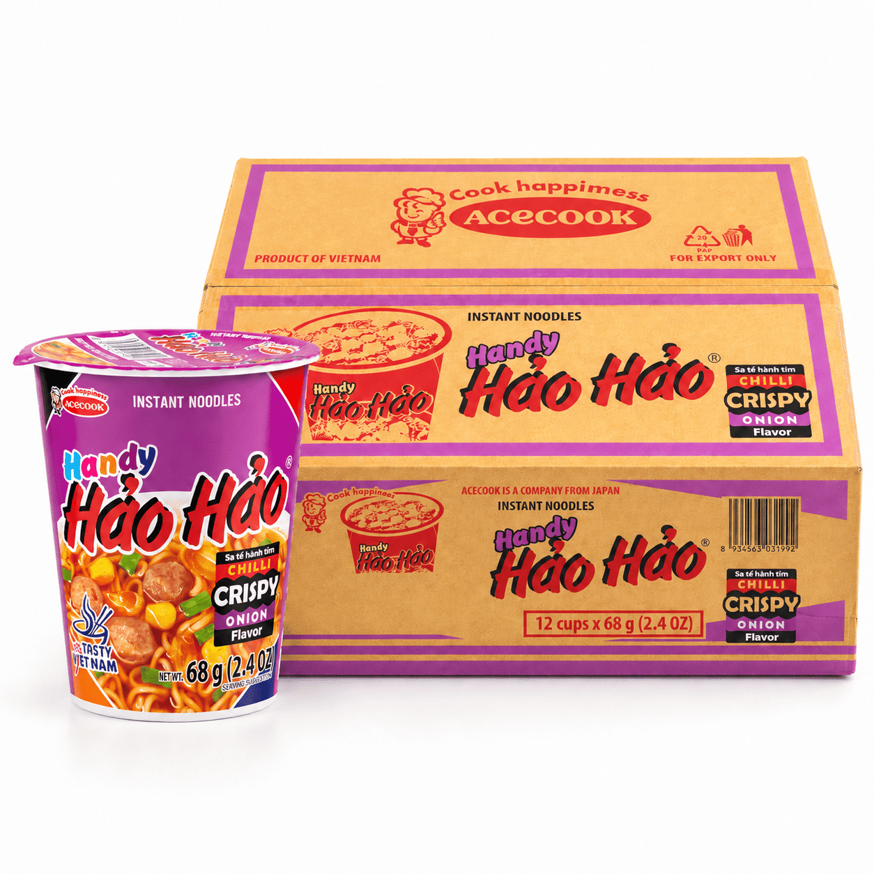 Acecook Hao Hao Sate Onion Cup Instant Noodle (12 cups) 2.3 oz*12 pack