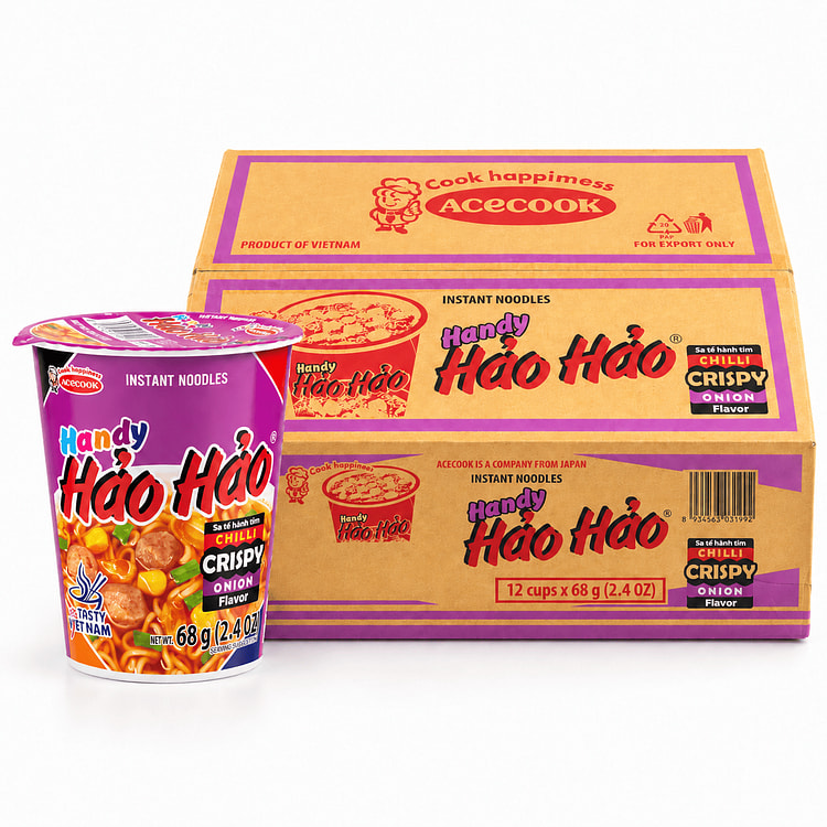 Acecook Hao Hao Sate Onion Cup Instant Noodle (12 cups) 2.3 oz*12 pack