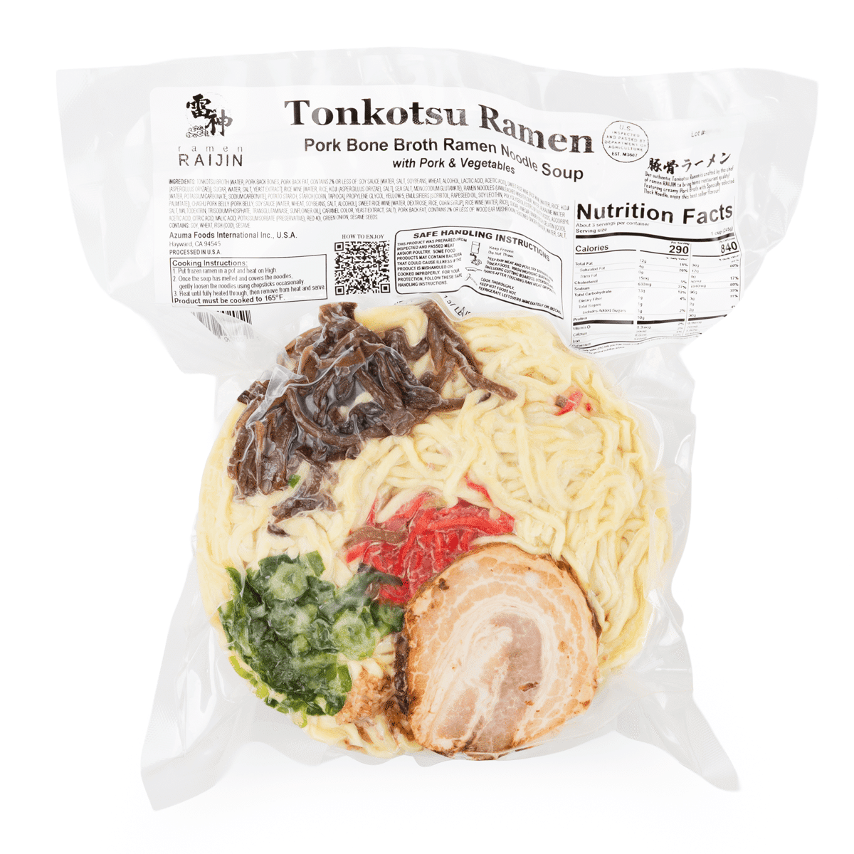 RAIJIN Pork Bone Broth Ramen Noodle Soup, Frozen 25.1 oz