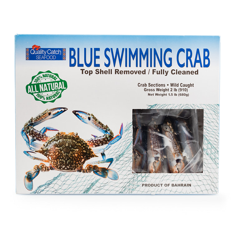 Wild Caught Cut Cleaned Blue Swimming Crabs , Frozen 1.5 lb