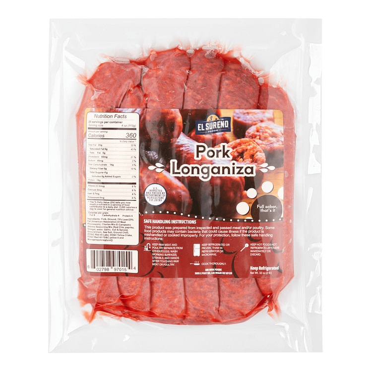 El Sureno Foods Pork Longaniza 32 oz