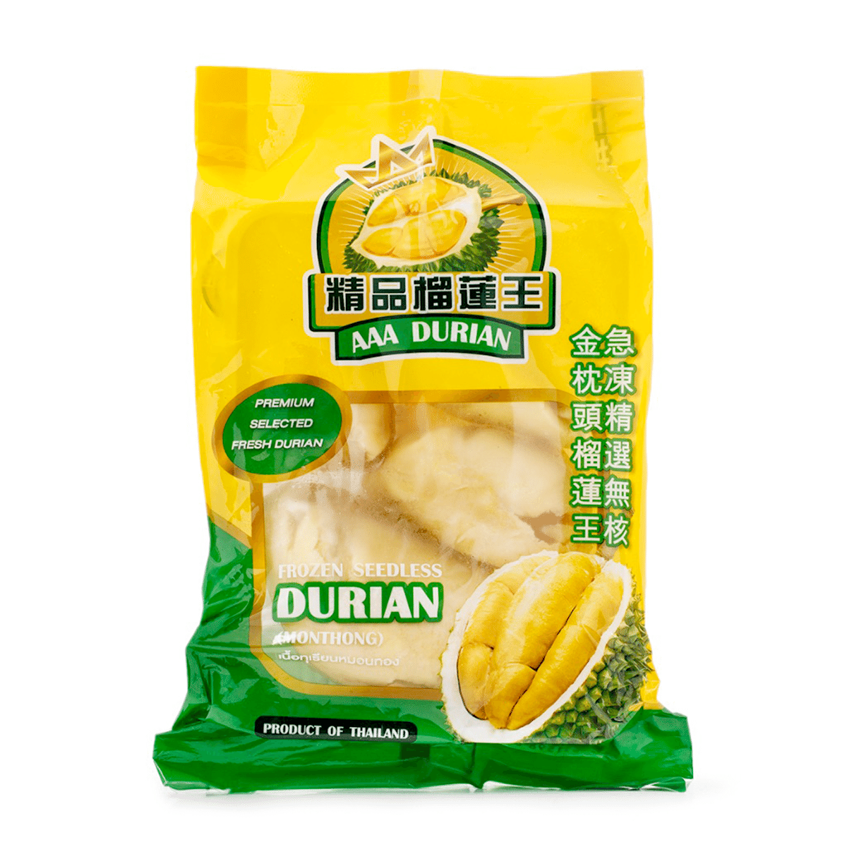 AAA Durian Premium Monthong Durian Seedless, Frozen 400 g