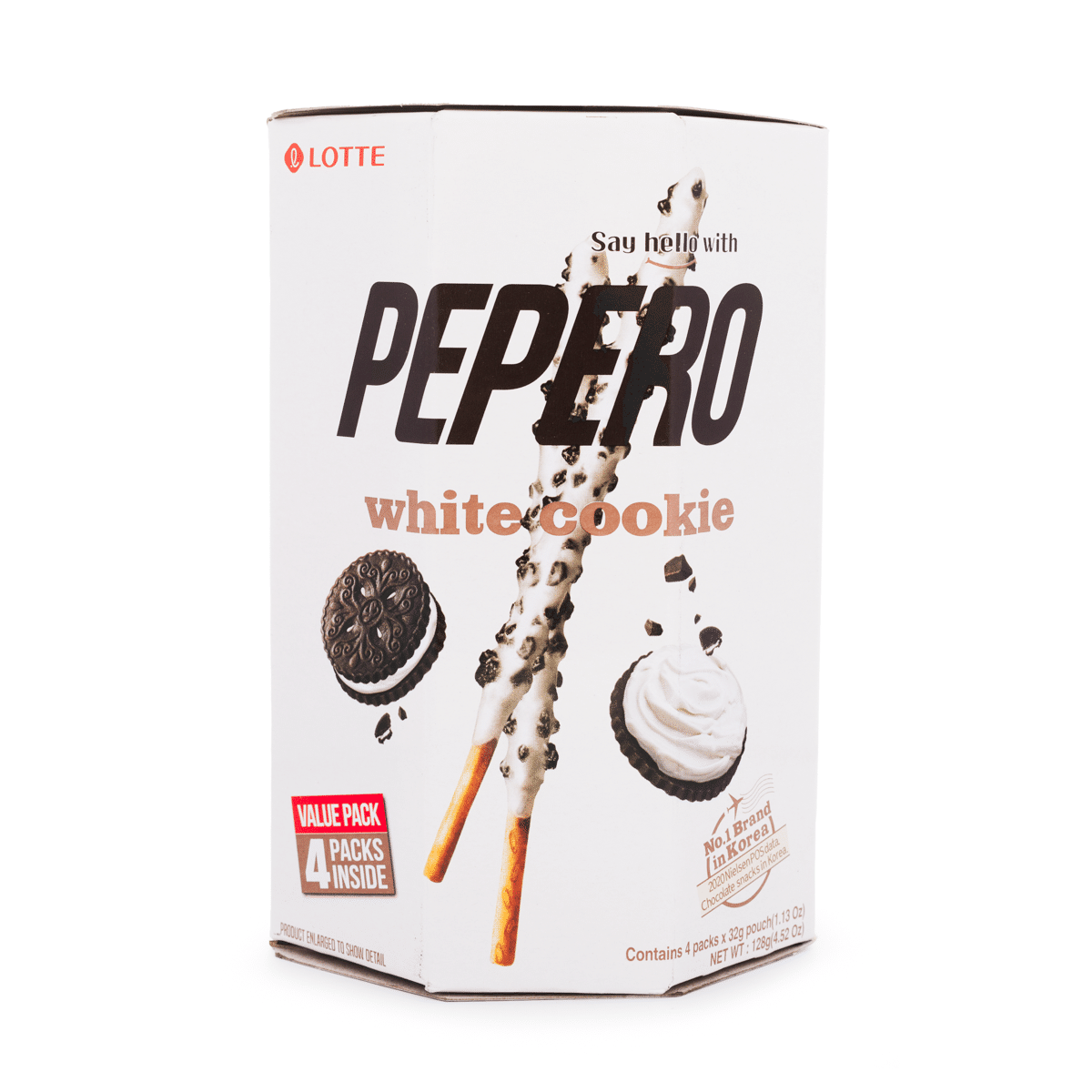 Lotte Pepero Biscoito de Chocolate Branco Pacote Econômico (4pk) 128 g