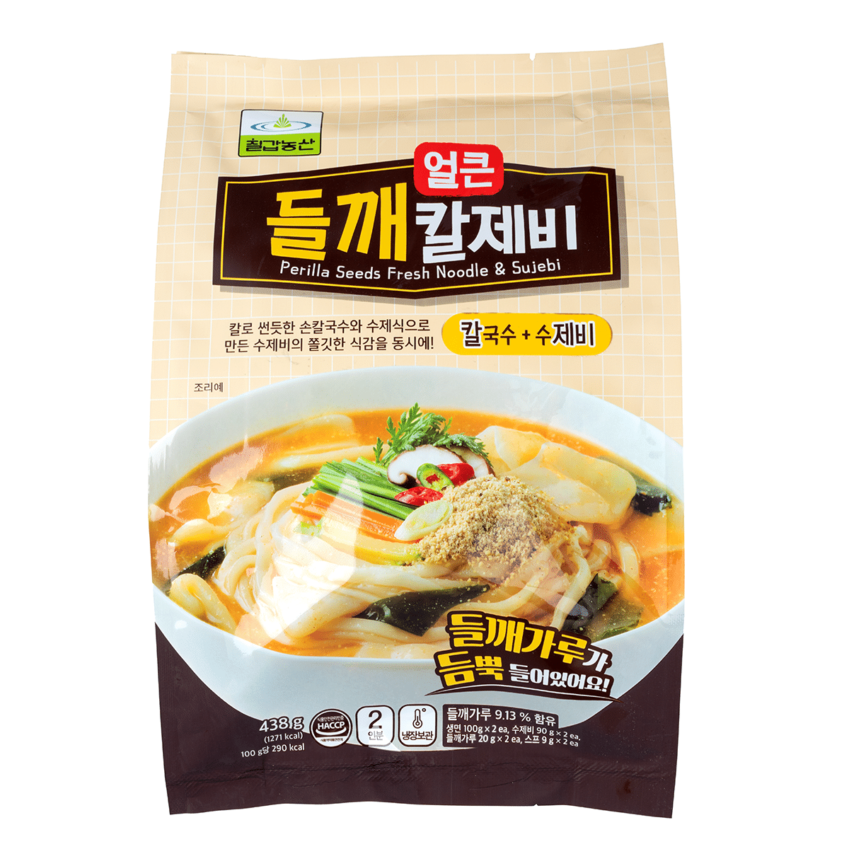 Chilkab Korean Noodle & Sujebi - with Soup Base & Perilla Seed (Spicy) 438 g