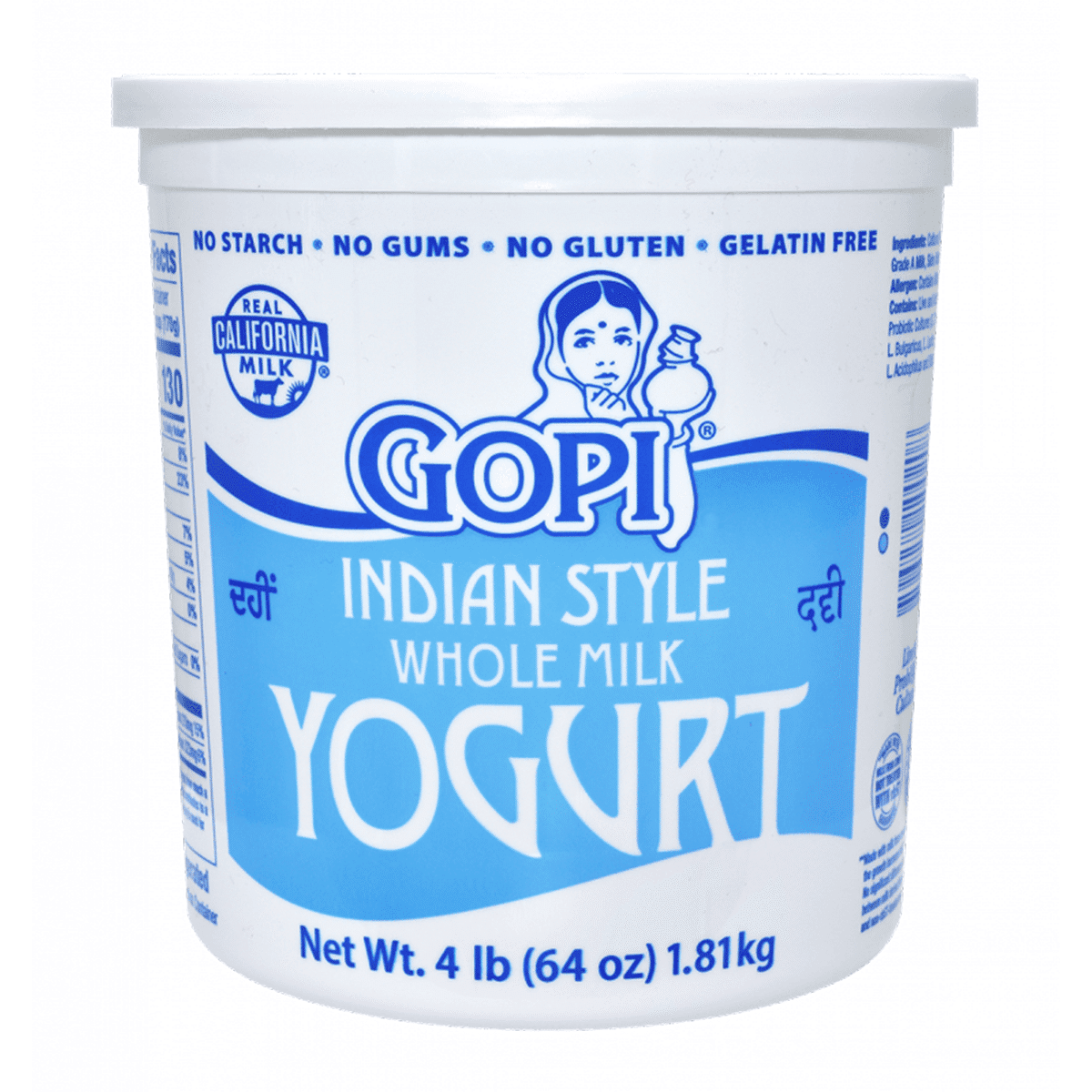 Gopi Yogurt Plain Whole Milk 4 lb