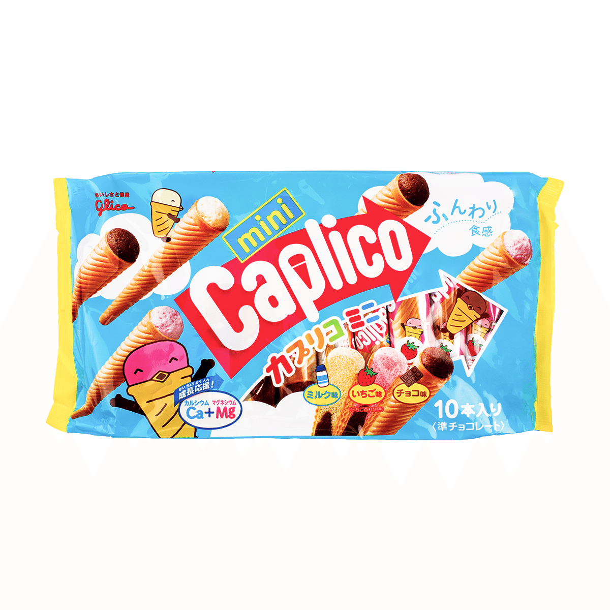 Glico Caplico Mini Cones, Milk, Strawberry, Chocolate Flavors 82.5 g*12 pack