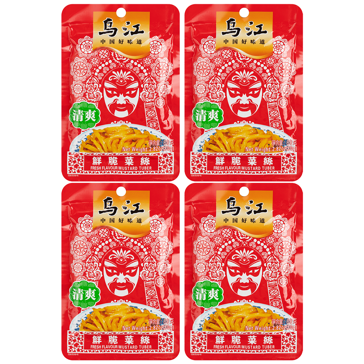 乌江 清爽清淡榨菜4连包 320 克
