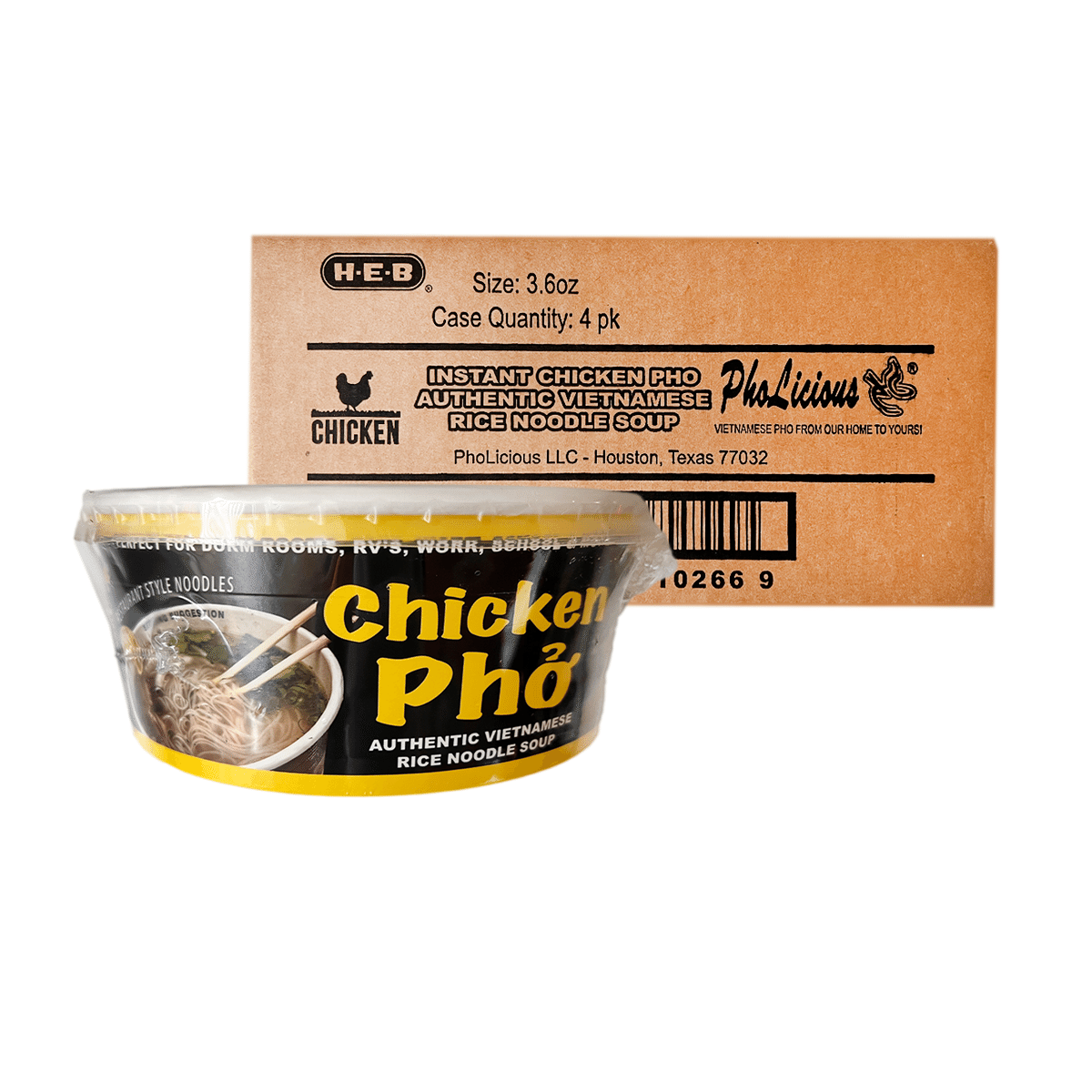 Pholicious Instant Chicken Pho Bowls (Pack of 4) 3.6 盎司