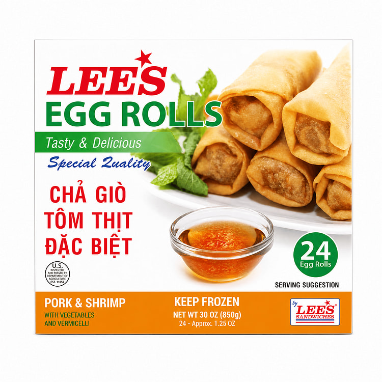 Lee’s Egg Rolls 越式猪肉虾仁粉丝春卷(24条装),冷冻 30 盎司