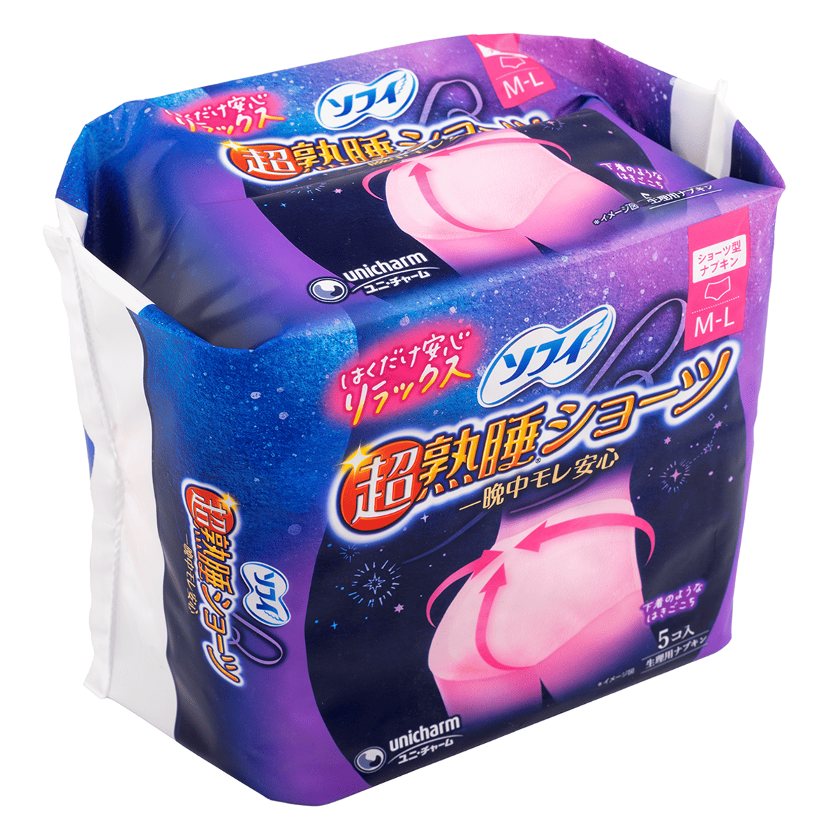 ユニ・チャーム ソフィ 超熟睡ショーツ 夜用ナプキン 5枚入り 1 個 - Weee!