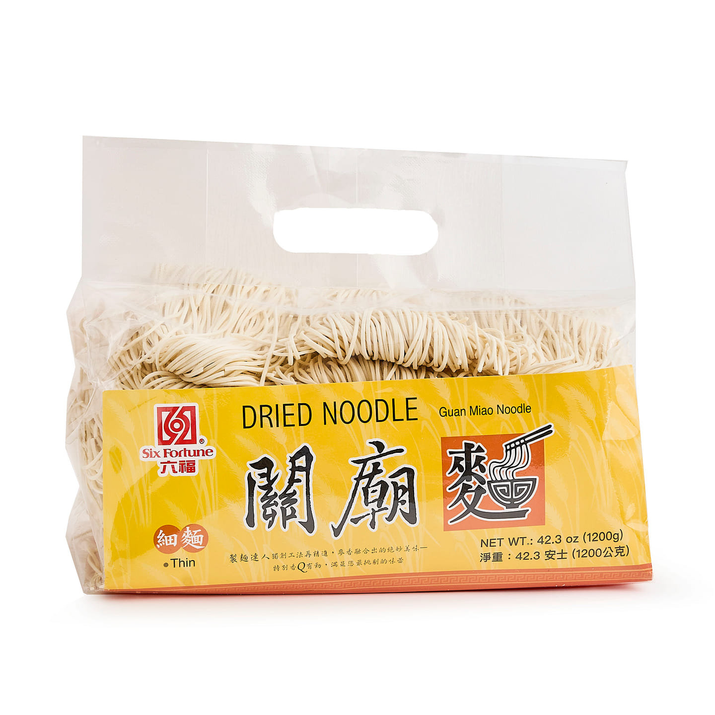 Six Fortune Dried Noodle Guan Miao Noodle 1200 g*12 pack
