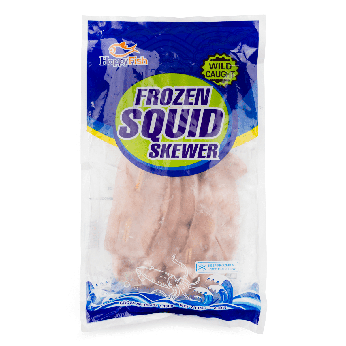 Happy Fish Squid Skewers 5pcs, Frozen 0.9 lb
