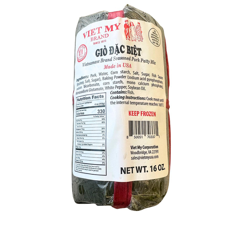 Viet My Vietnamese Brand Seasoned Pork Patty Mix, Frozen 16 oz