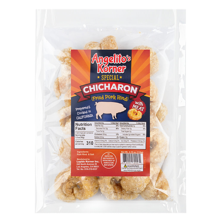 Angelito's Fried Pork Rind Special Chicharon with Laman 4.1 oz