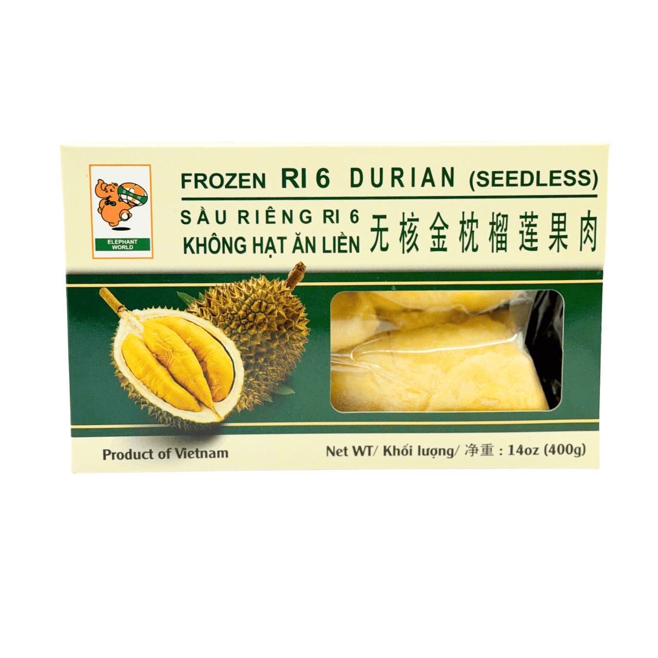 ドリアンパパ Get Elephant World RI 6 Durian Pulp (Seedless), Frozen 14 oz
