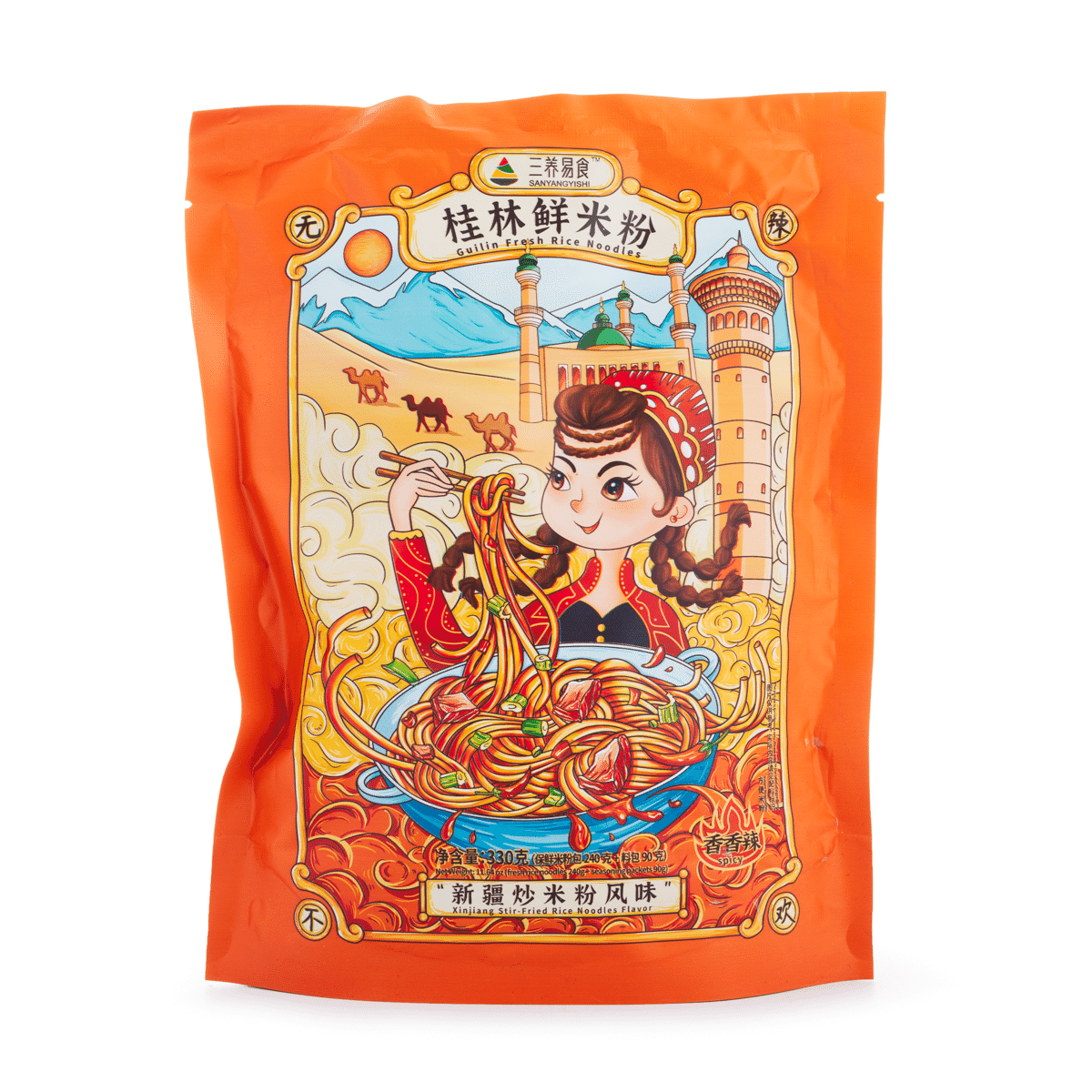 Sanyang Yishi Fresh Instant Guilin Rice Noodles Xinjiang Spicy Fried Rice Noodles 330g 330 그램